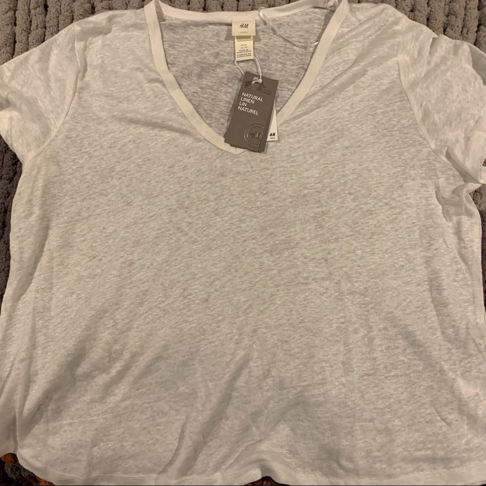 h&m linen v-neck shirt